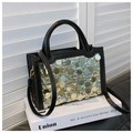 Bolso de lentejuelas negras con detalles dorados y plateados para fiesta o bandolera - Negro