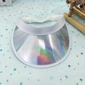 Summer iridescent PVC sun visor with white elastic band in a colorful rainbow finish - No Windshield Flash Silver-Elastic Band