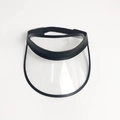 Black trimmed transparent PVC sun visor hat with wide brim and elastic back strap - Transparent-Elastic Band