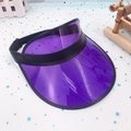 Purple translucent PVC sun visor hat with black elastic headband for summer UV protection - Purple-Elastic Band