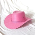 Hellrosa Western Cowboyhut aus Wildlederimitat mit geflochtenem Seil und Rollrand - M / Rosa