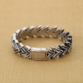 Pulsera vintage de plata oxidada con eslabones de flecha y diseño industrial - Color Acero (KB118447-BDJX)