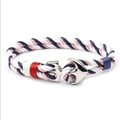 Handgemaakte ankerarmband van kleurrijk driekleurig nylon touw en een zilveren metalen sluiting - 23CM / Marineblauw Roze Wit