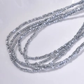 2mm rainbow hematite cube beads necklace with silver metallic luster on white background - Antique Silver