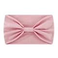 Close-up of pink elastic yoga headband showing soft knit texture and central bow knot - Lotus root pink