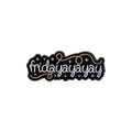Black enamel brooch featuring white fridayayayay script and pink star accents - fridayayayay Style (QHXZ847) / Black