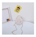 Dettaglio della borsa a tracolla bianca per bambina con fiori 3D e perle eleganti - Bianco