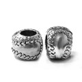 Macro detail of silver metal baseball stitching charms for DIY European bracelets - Baseball 1 (Silver)