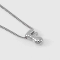 Collar moderno de plata pulida con colgante letra F burbuja y cadena cubana para mujer - Color Acero Letra F
