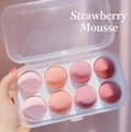 8-piece Strawberry Mousse makeup sponge set in pink tones with a clear storage case - Strawberry Mousse 8-Piece Set