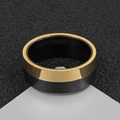 Anello punk da uomo in acciaio inossidabile bicolore nero e oro, finitura spazzolata - Taglia unica / Nero + Oro