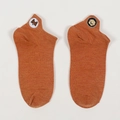 Orange cotton short socks featuring cute embroidered cartoon dog patterns for women - One Size / Orange Red