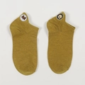 Ginger yellow cotton ankle socks featuring cute cartoon dog embroidery on a white background - One Size / Turmeric