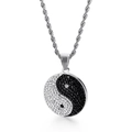 Chinese style Yin Yang Tai Chi compass pendant necklace with black and white rhinestones - Style A Small Steel Color / Pendant Only