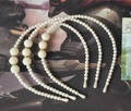 Lot de trois serre-têtes en perles blanches élégantes avec de grosses perles pour filles - Perle texturée d'arbouse blanche