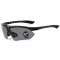 Sportliche Halbrand-Sonnenbrille mit grauen Sicherheitsgläsern und belüfteten Bügeln - Schwarzer Rahmen Graue Gläser
