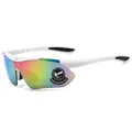 White aerodynamic sports sunglasses with colorful iridescent lenses for outdoor cycling - White Frame Colorful Lens