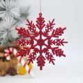 Sparkling red 10cm snowflake ornament with gold glitter for festive Christmas tree decor - Red