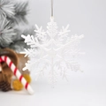 Sparkling white snowflake ornament with glitter finish for Christmas tree decor - White