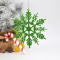 Sparkling green glitter snowflake ornament for Christmas tree hanging decoration - Green