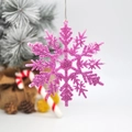 Pink glitter snowflake Christmas tree ornament with reflective finish for festive decor - Pink