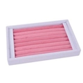 Pink velvet jewelry display tray with white frame and multi-slot ring storage slots - Flannelette / White & Pink