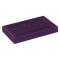 Detailed view of a purple velvet jewelry display tray with seven ring storage slots - Purple