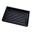 Detail view of a black velvet ring display tray with seven slots for jewelry storage - Black PU Leather