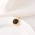 18K gold plated tiger eye stone pendant with polished metal frame and round gem charm - Type B Round / Gold