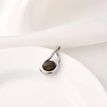 Tiger eye stone pendant in water-drop shape with polished silver-tone 18K plated finish - Type C Teardrop / White Gold