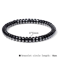 Detail showing 4x6mm beads on a 19cm black hematite bracelet with metallic luster - Cylindrical 4*6mm