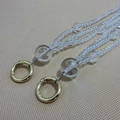 Handbag strap with transparent crystal beads and golden metal rings on beige texture - 30cm / Gold Buckle Clear Crystal