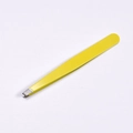 Professional yellow stainless steel slanted tweezers on a clean white background - Slant Tip / Yellow