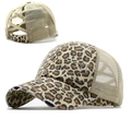 Berretto da baseball leopardato con bande elastiche incrociate per coda di cavallo - Leopardo 1