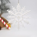Sparkling white glitter snowflake ornament for Christmas tree hanging decoration - White Base
