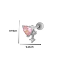 Pink heart-shaped zircon cartilage stud earring with silver surgical steel post and ball back - Pink Heart Stone - Silver (5# Silver)