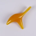 Resin meridian head massager in amber yellow finish with smooth triple curved design - Acupoint Stick