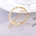 Minimalist golden round hair clip with hammered texture finish for women styling - Gold - Hammered Round