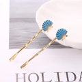 Horquillas doradas con conchas marinas azules para un estilo náutico elegante - Par de Conchas de Esmalte Azul