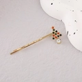 Fermaglio per capelli a forma di albero di Natale con strass rossi e verdi e stella - Albero di Natale con Strass Completi