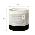 Three-tone woven cotton rope storage basket with black wave pattern and dual handles - White+Black Diameter 20cm