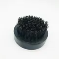 Men's curved beard brush with black wooden handle and dense black bristles - Black Beech Wood Round Bristle 6.3x6.3x3.5CM