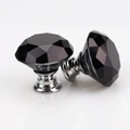 Black crystal cabinet knob with silver base and diamond faceted design for drawers - 40mm / Silver Base with Black Rhinestones