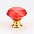 Dark red crystal diamond cabinet knob with a polished gold base for drawers - 30MM / Gold Base - Red Diamond