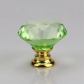 Green crystal furniture knob with gold aluminum base for cabinets and drawers - 30MM / Gold Base - Green Diamond