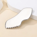 White stainless steel heart-shaped gua sha tool with comb edge for facial lifting - Lip Shape 100*38*3.5MM