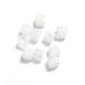 Macro shot of 15mm white natural stone dice beads for creative DIY jewelry crafts - White Crystal
