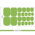Detail of 22-piece grass green 3D solid color toe nail stickers in various sizes - YMZ289-Emerald Green