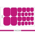 Magenta adhesive toe nail stickers set YMZ284 in various sizes on white background - YMZ284-Rose Red