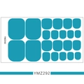Detail view of turquoise solid color 3D toenail stickers with 22 adhesive patches - YMZ292-Cyan